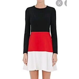 Lisa Perry Wool Mod Mini Dress Long Sleeve Colorblock Fit Flare Sz 2 (V5